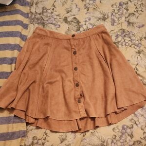 Lord & Taylor Camel Button Skater Skirt